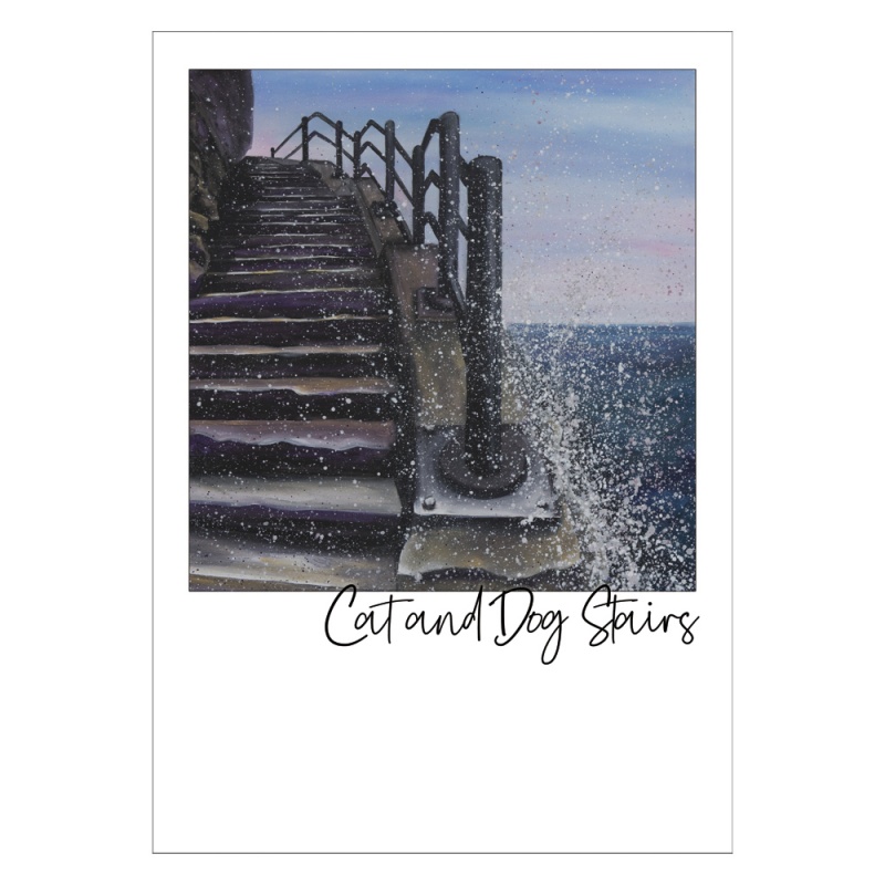 Cat and Dog Stairs Postcard